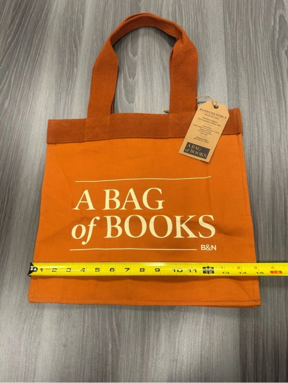 Barnes & Noble “A Bag of Books” Tote Bag 100% Cotton Rust Orange Canvas 15x14x5